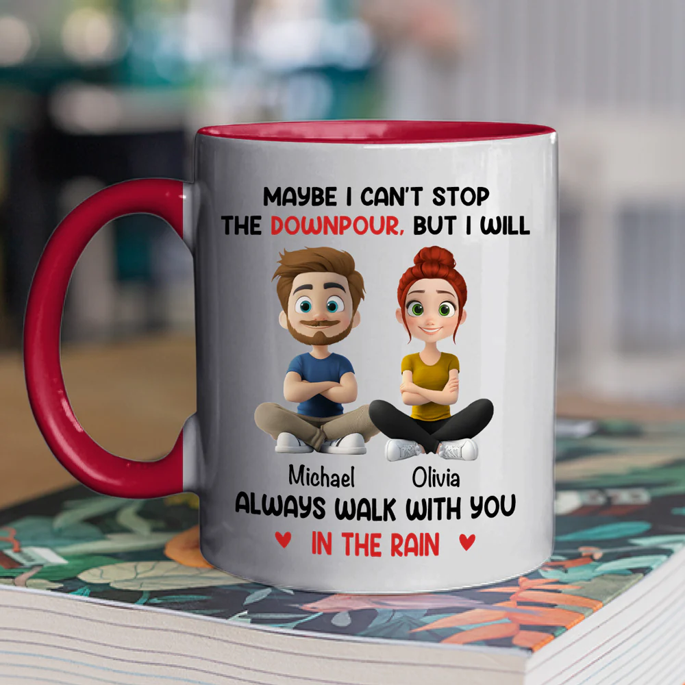 Walk With You In The Rain - Personalized Custom Accent Mug - Image 2