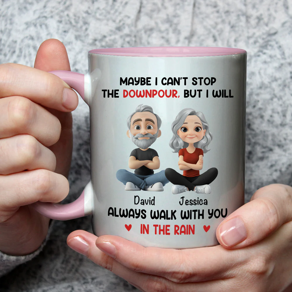 Walk With You In The Rain - Personalized Custom Accent Mug - Image 3