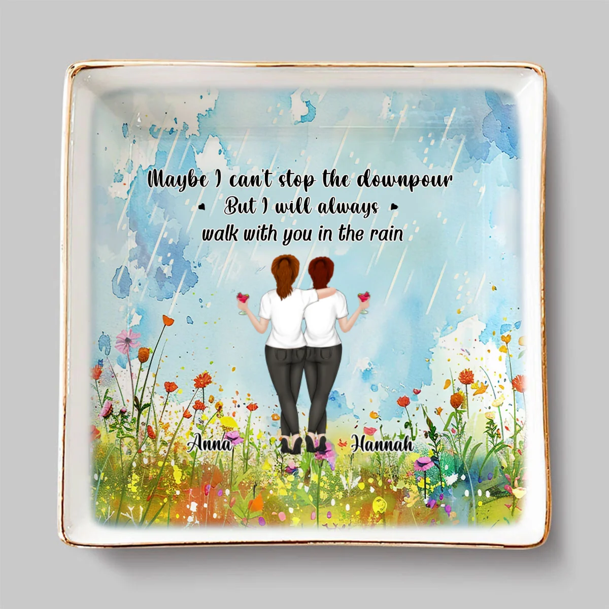 Walk With You In The Rain - Personalized Custom Jewelry Dish - Image 7