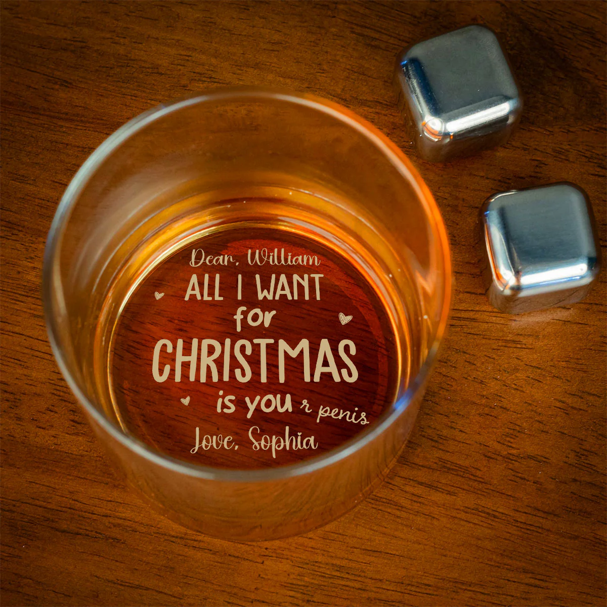 Want you - Personalized Custom Engraved Whiskey Glass - Image 2