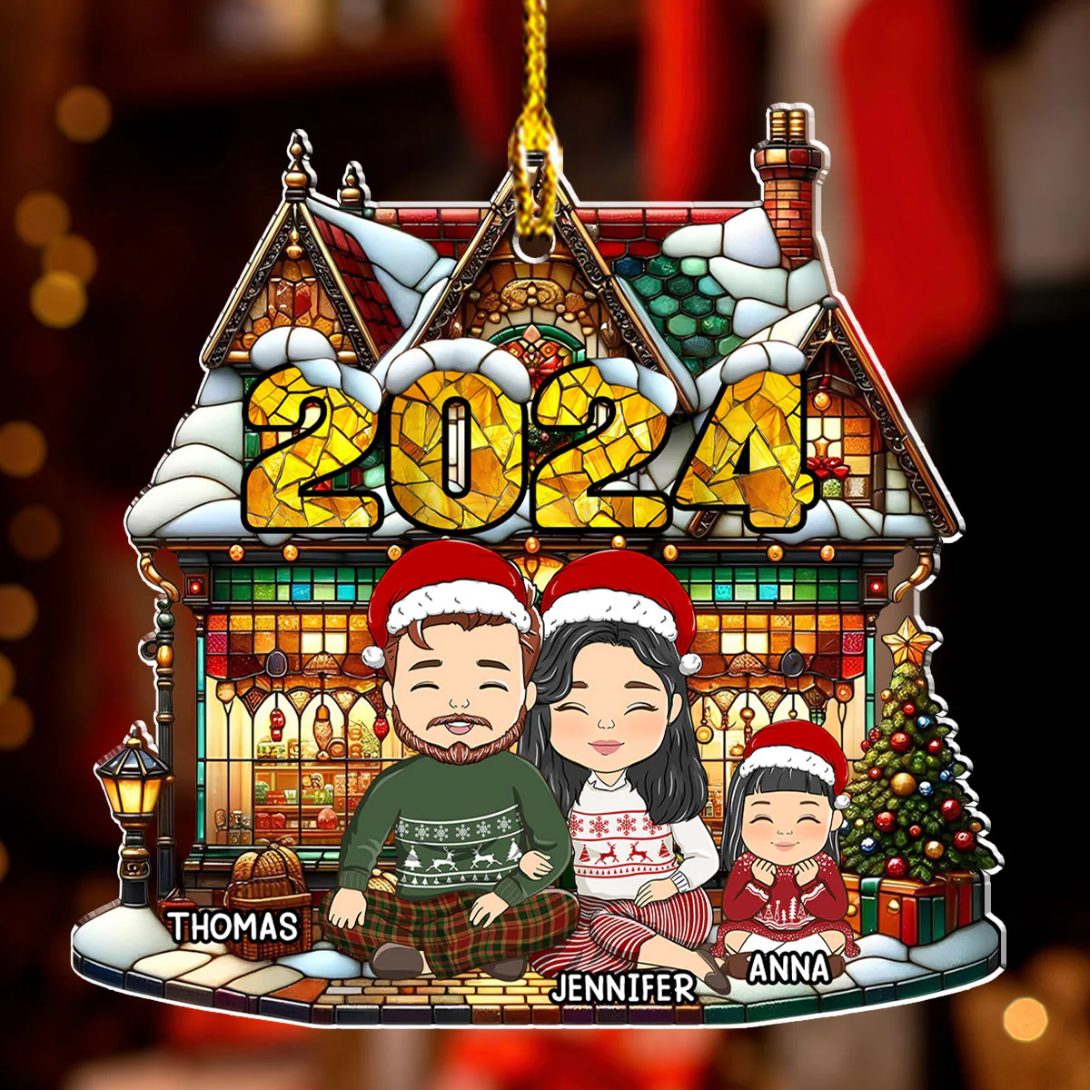 Warm Family - Personalized Custom Acrylic Ornament - Image 2