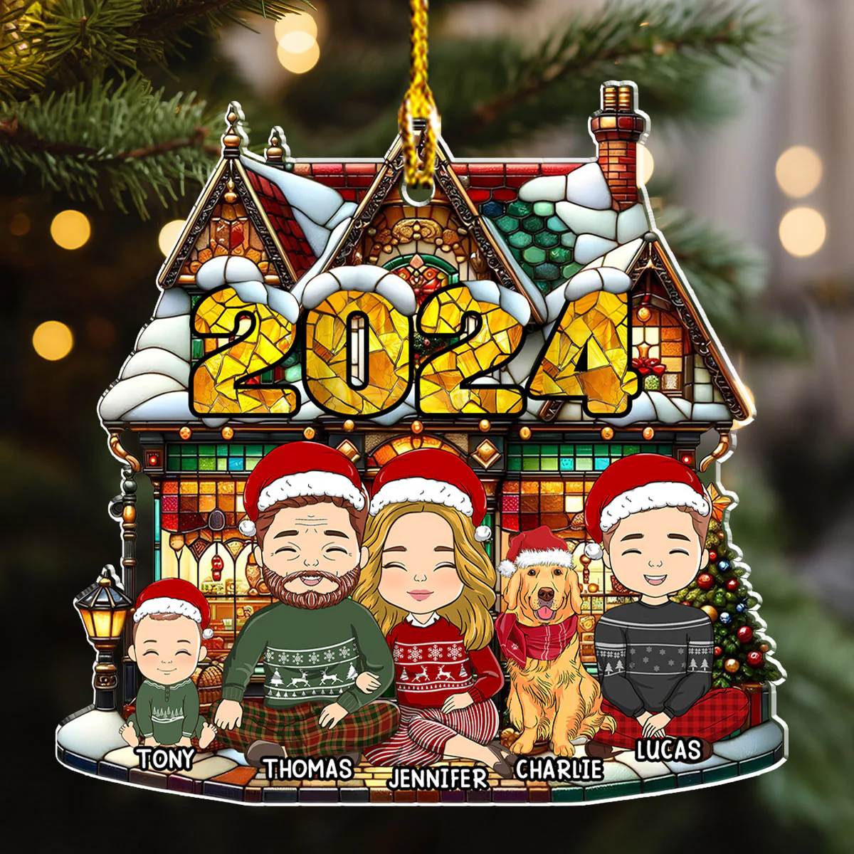 Warm Family - Personalized Custom Acrylic Ornament - Image 3