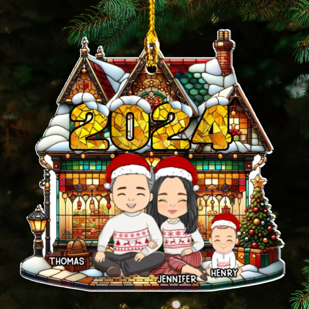 Warm Family - Personalized Custom Acrylic Ornament - Image 6