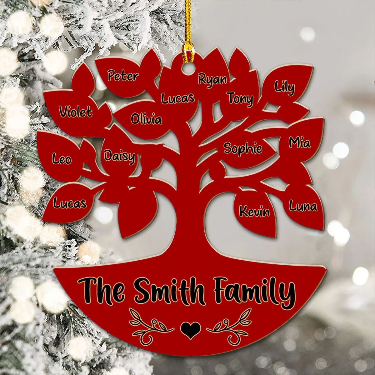 Warm Family Tree - Personalized Custom Wood Ornament - Image 3