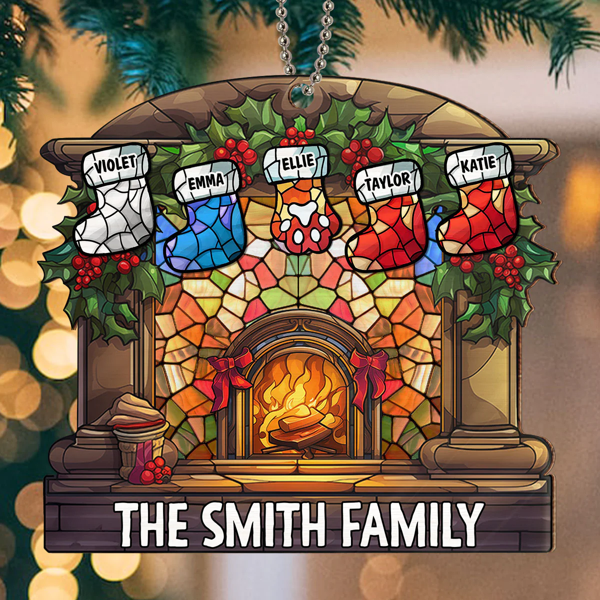 Warm Stockings - Personalized Custom Suncatcher Ornament - Image 2