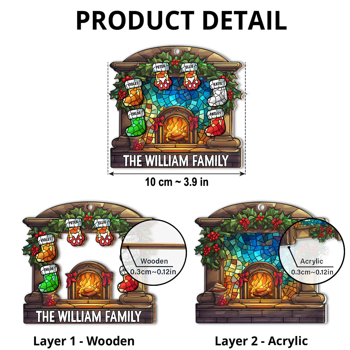 Warm Stockings - Personalized Custom Suncatcher Ornament - Image 5