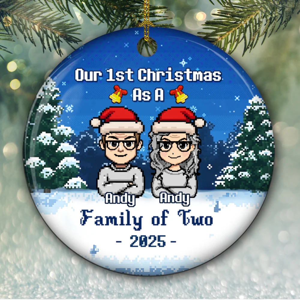 Warm Winter Family - Personalized Custom Ceramic Ornament - Image 4