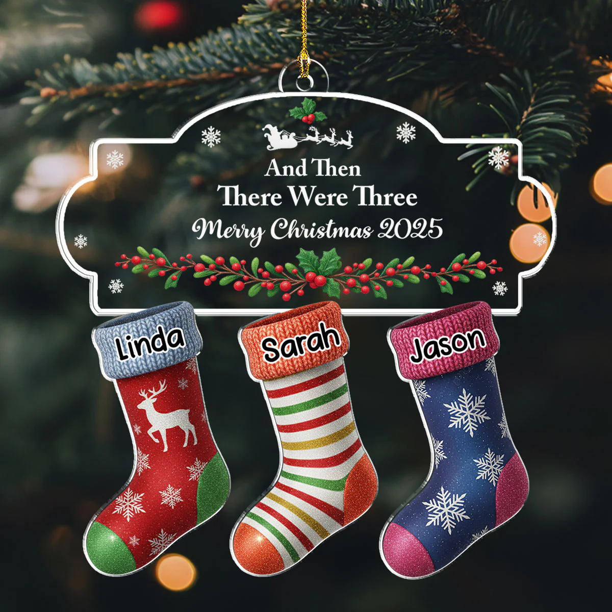 Warm Wishes Family - Personalized Custom Acrylic Ornament - Image 4