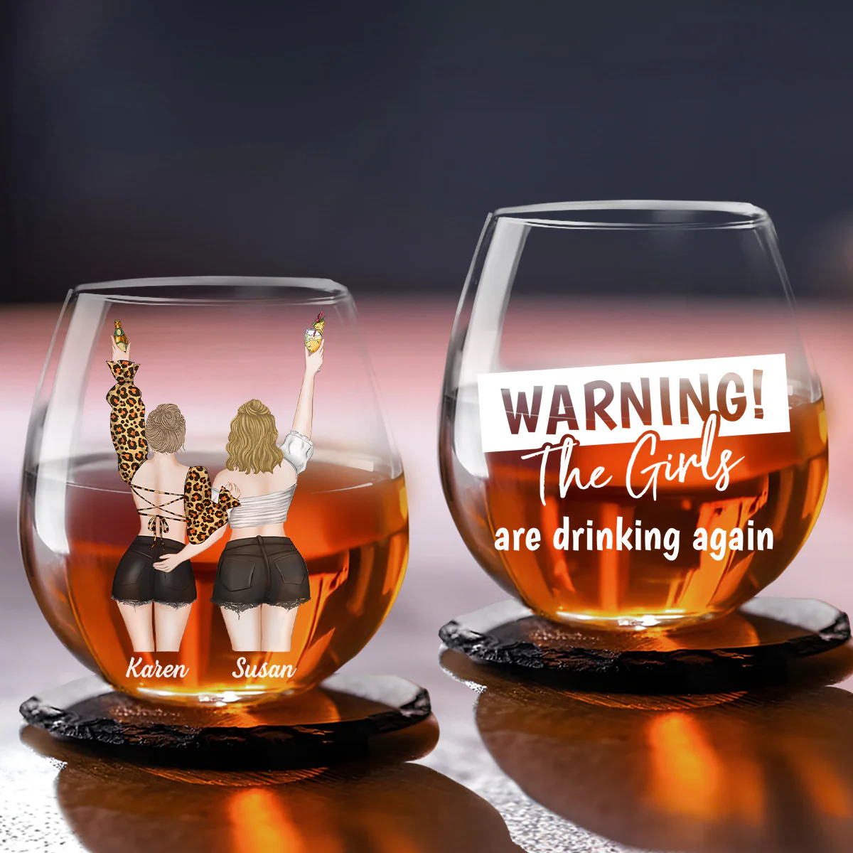 Warning The Girl - Personalized Custom Wine Glass