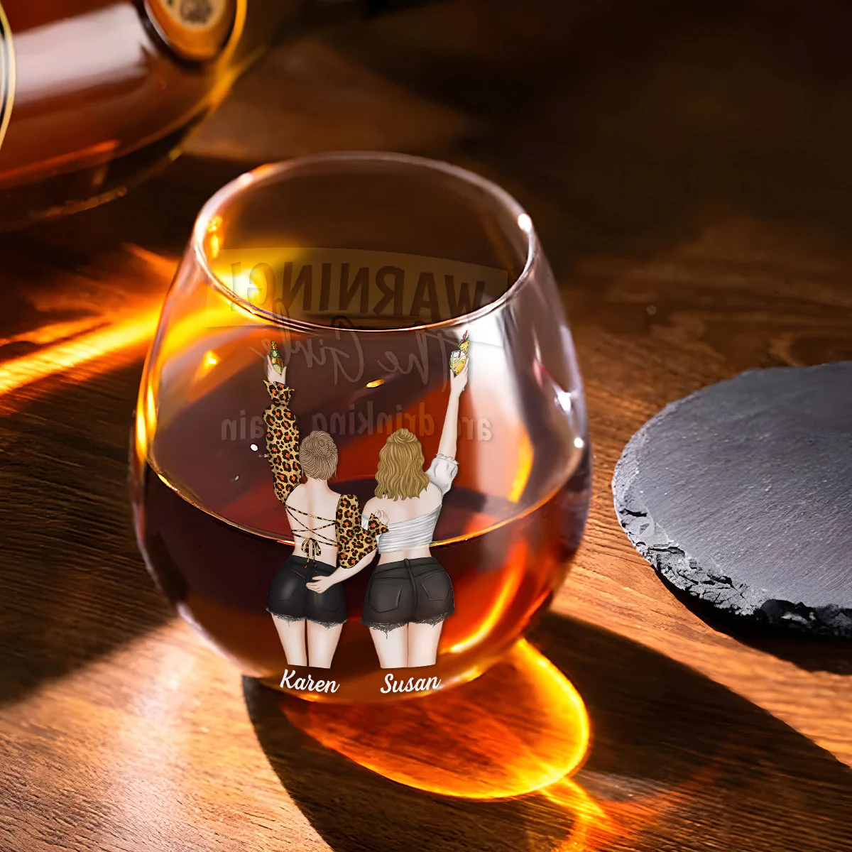Warning The Girl - Personalized Custom Wine Glass - Image 4