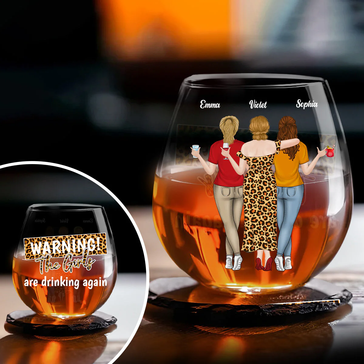 Warning The Girls Are Drinking Again 2024 - Personalized Custom Wine Glass - Image 2
