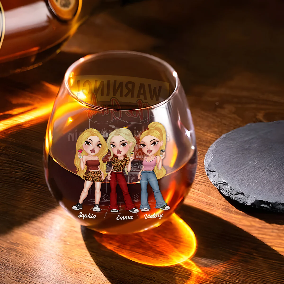 Warning The Girls Are Drinking Again - Personalized Custom Wine Glass - Image 2