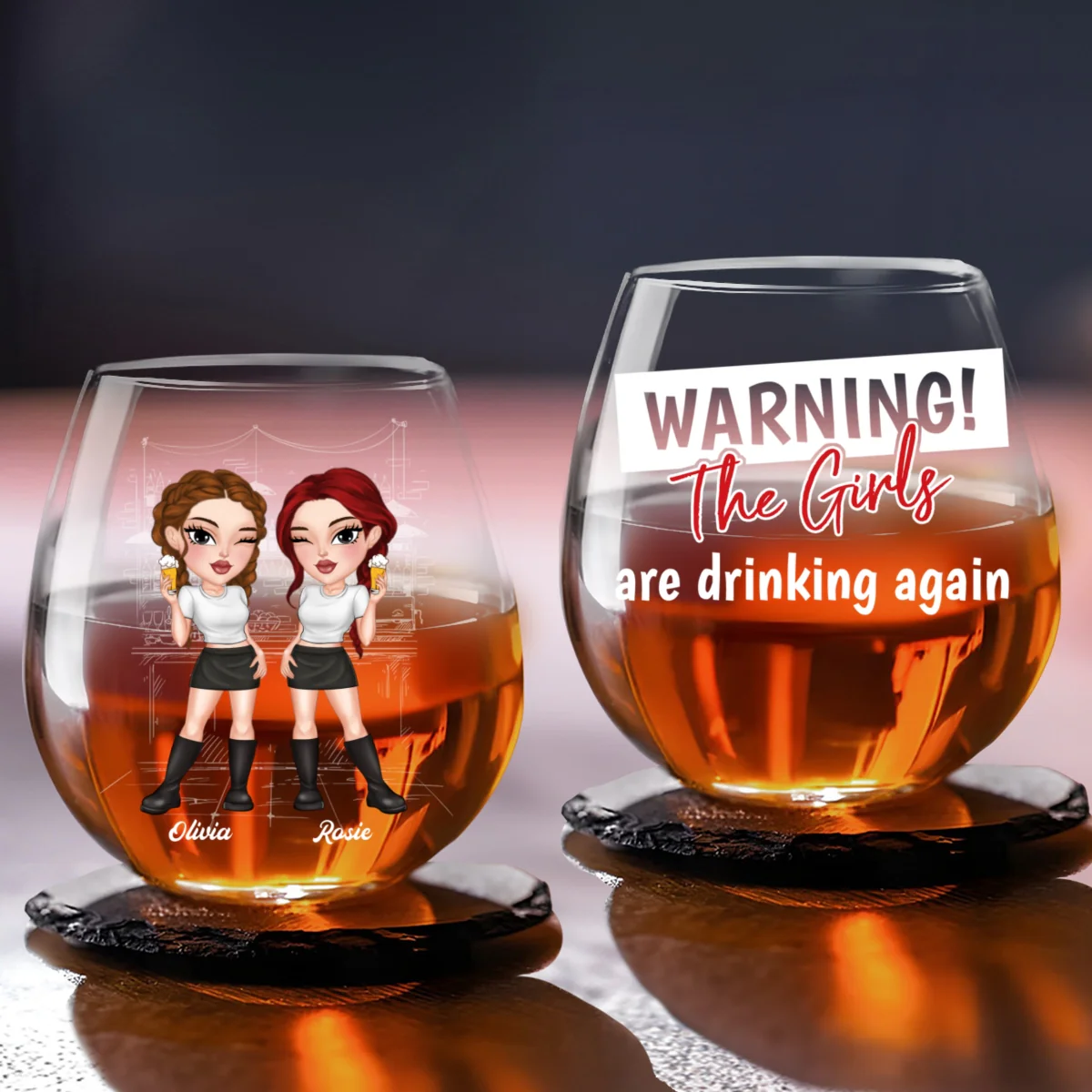 Warning The Girls Are Drinking Again - Personalized Custom Wine Glass - Image 5