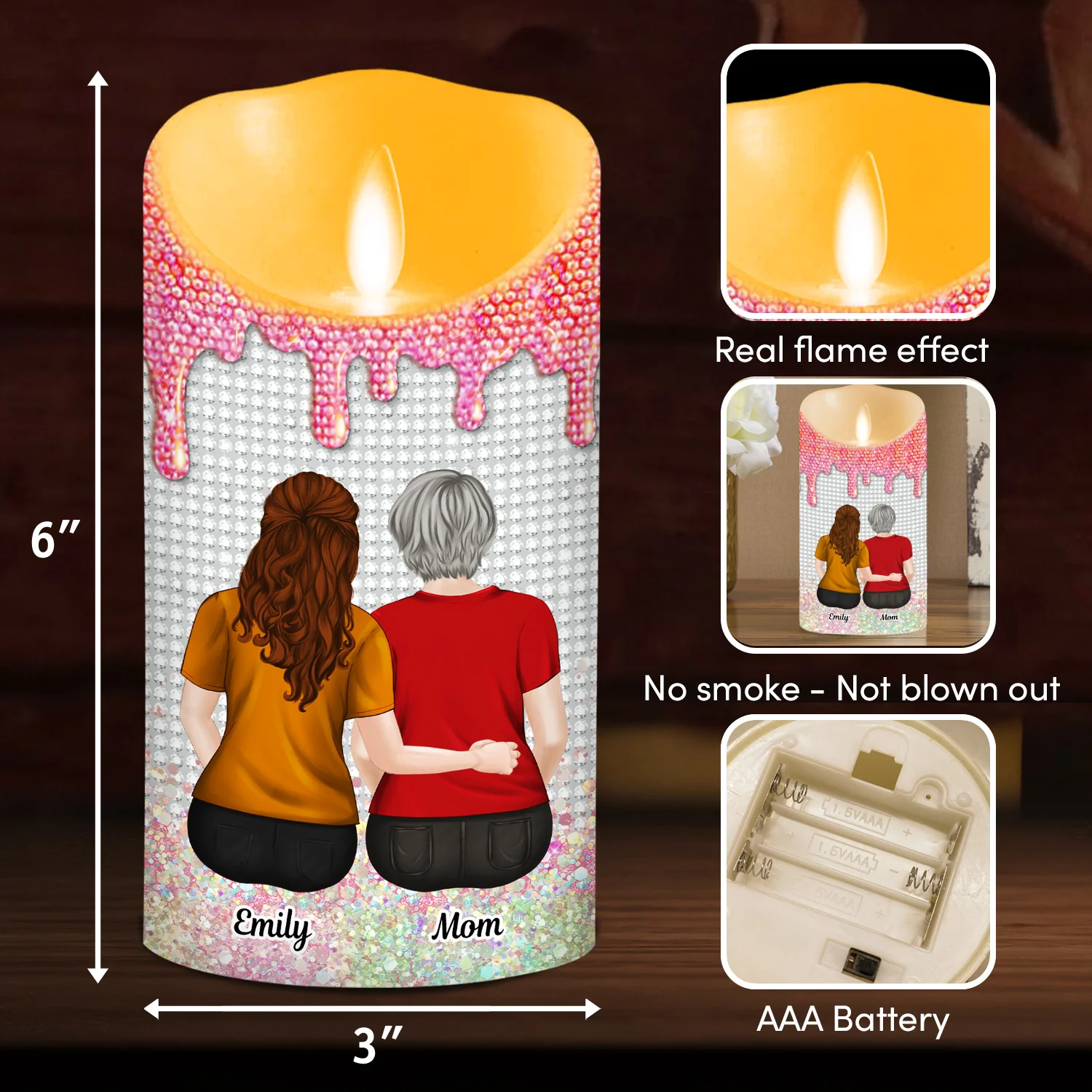 Warrior Granddaughter - Personalized Custom LED Candle - Image 6