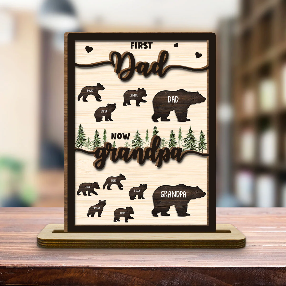 Was Dad Now Called Grandpa  - Personalized Custom 2-Layer Wood Plaque With Flat Base - Image 3