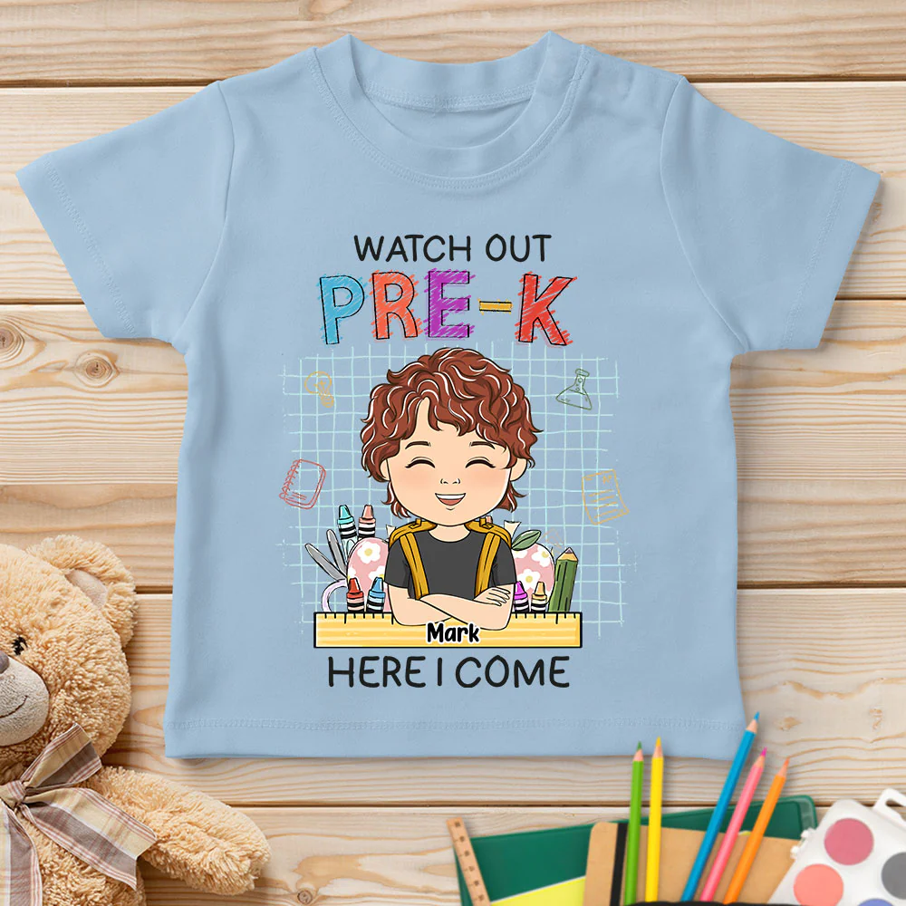 Watch Out First Grade Here I Come - Personalized Custom Youth T-shirt - Image 5
