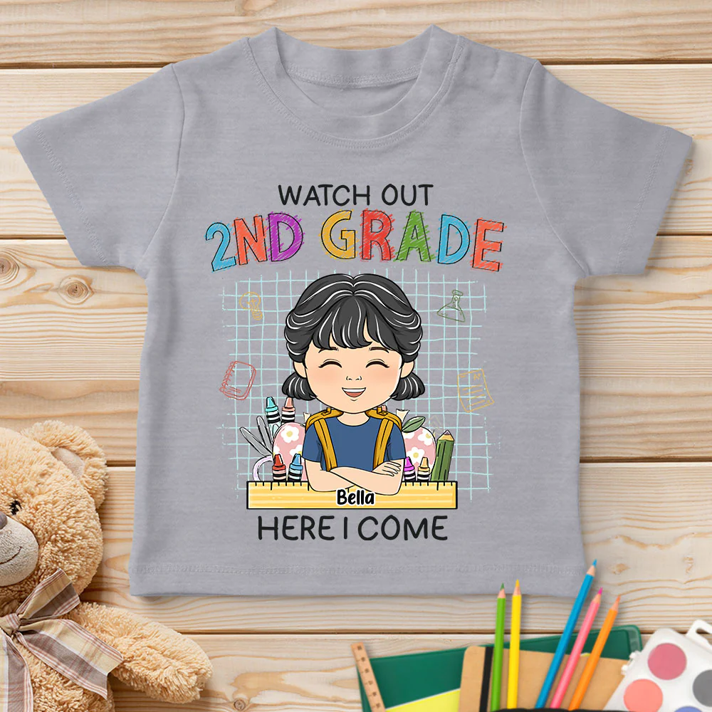 Watch Out First Grade Here I Come - Personalized Custom Youth T-shirt - Image 6