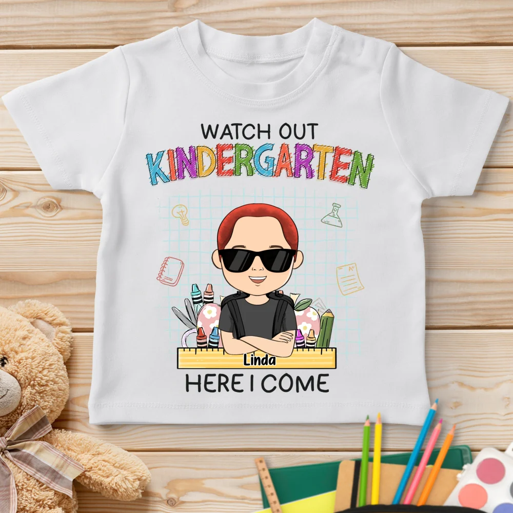 Watch Out First Grade Here I Come - Personalized Custom Youth T-shirt - Image 7