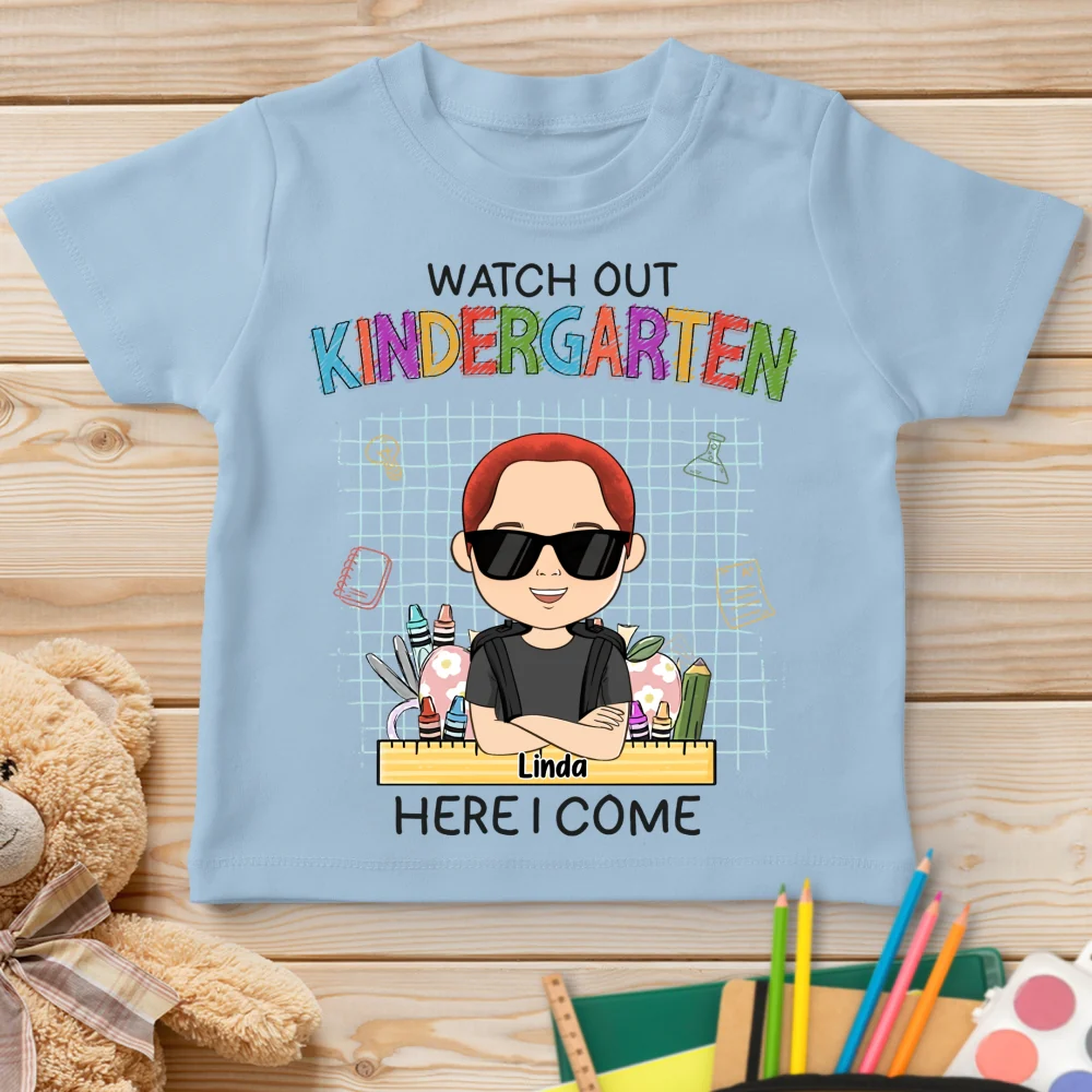 Watch Out First Grade Here I Come - Personalized Custom Youth T-shirt - Image 8