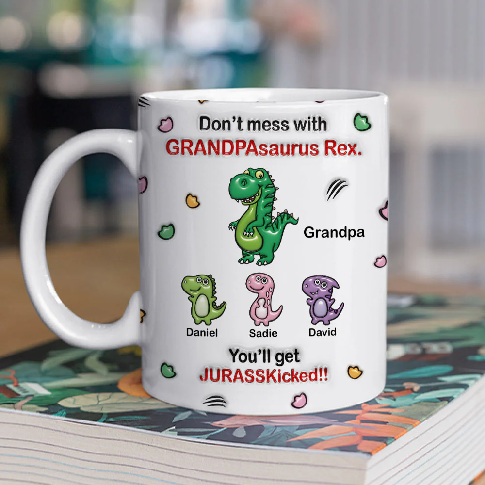 Watch Out For Grandpasaurus Rex - Personalized Custom 3D Inflated Effect Mug - Image 2