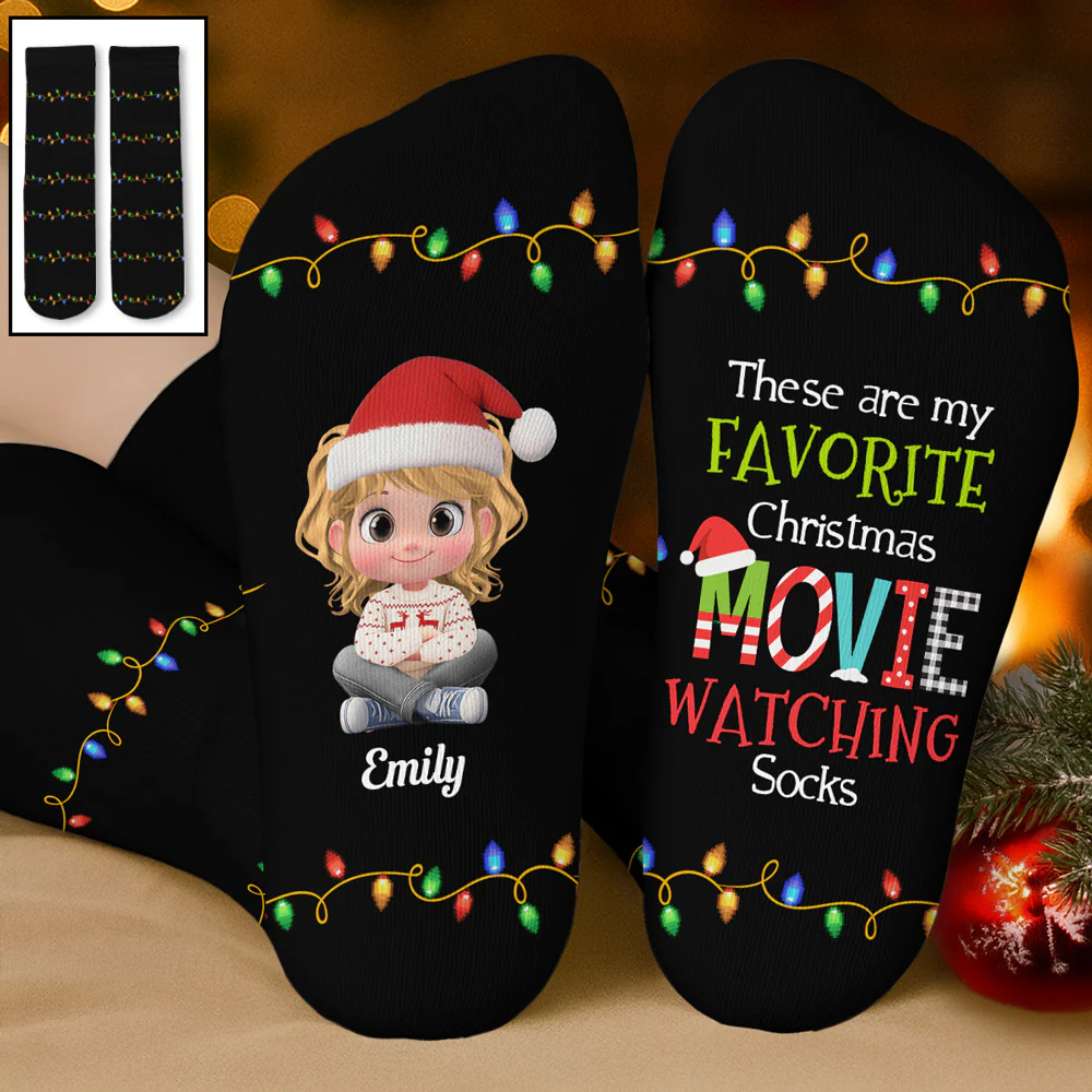 Watching Movies - Personalized Custom Crew Socks