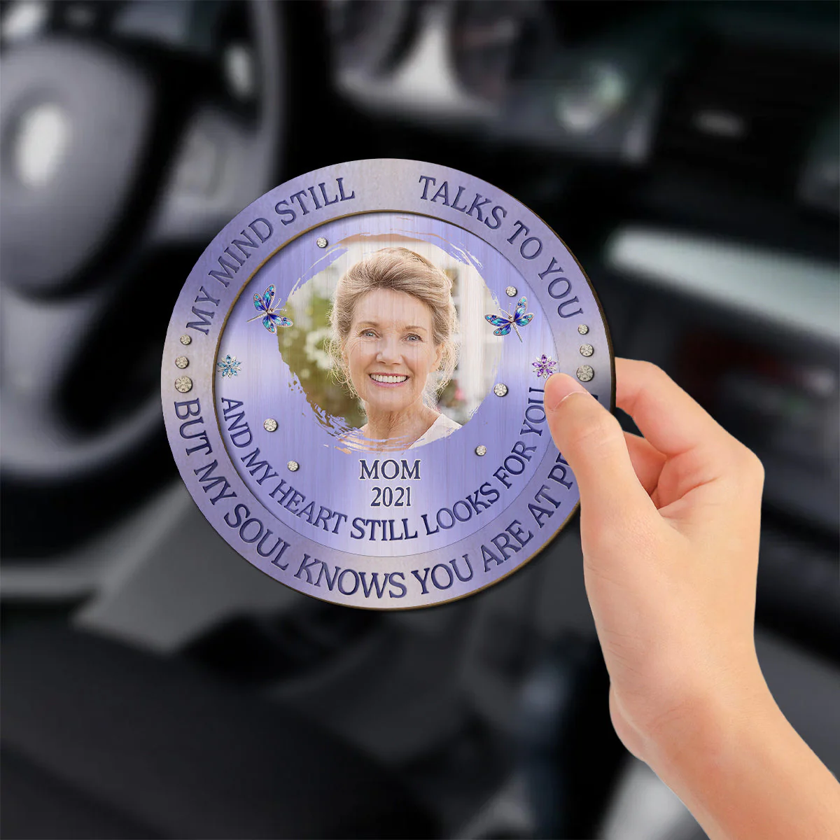 Watching Us From Heaven I Miss You - Personalized Custom Car Visor Clip - Image 2