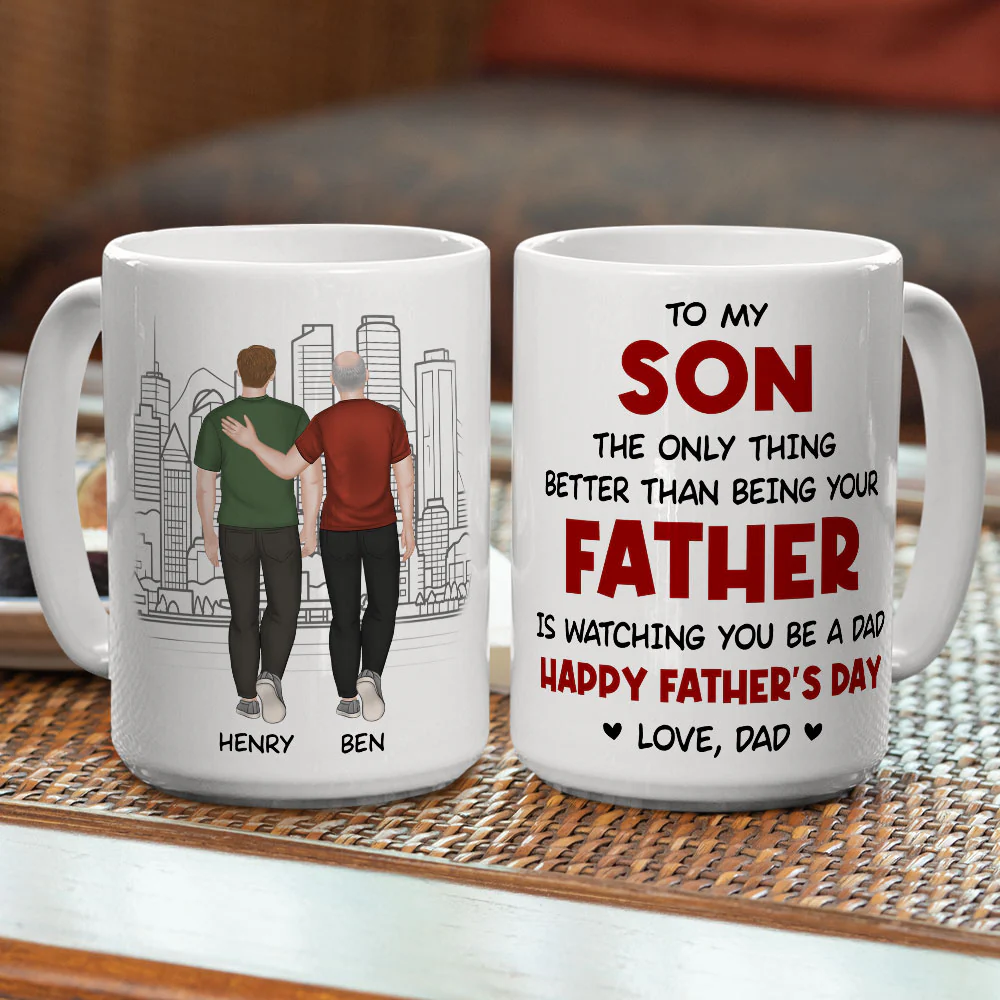 Watching You Be A Dad My Son - Personalized Custom Coffee Mug - Image 2