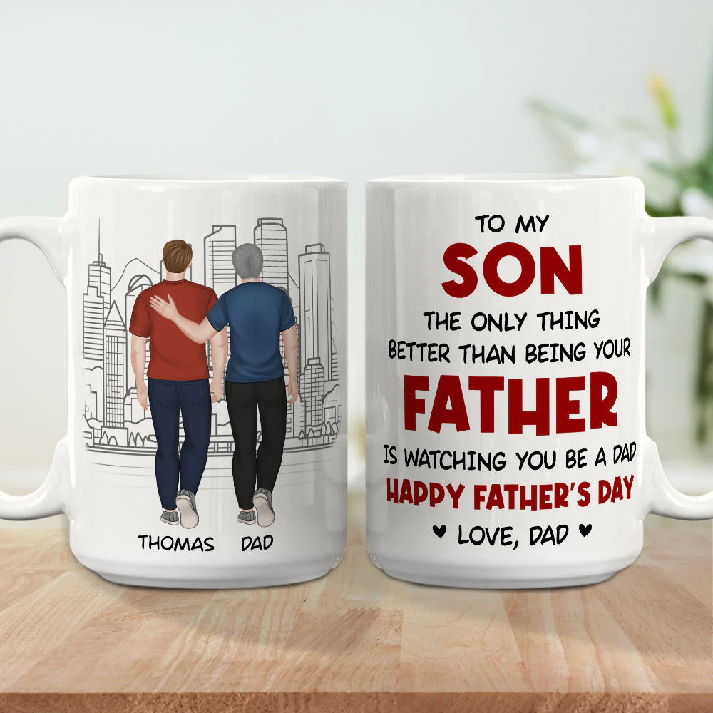 Watching You Be A Dad My Son - Personalized Custom Coffee Mug - Image 3