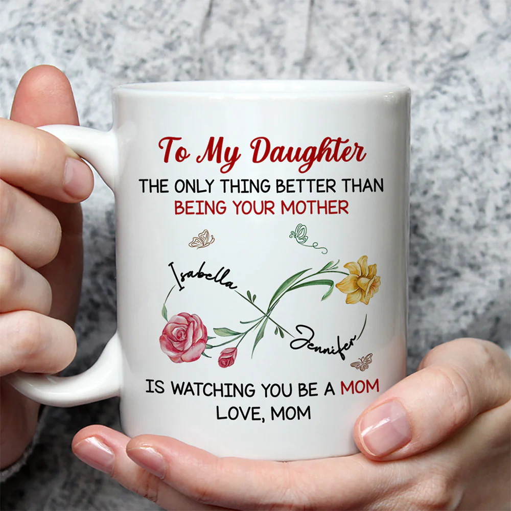 Watching You Be A Mom My Daughter - Personalized Custom Coffee Mug - Image 2