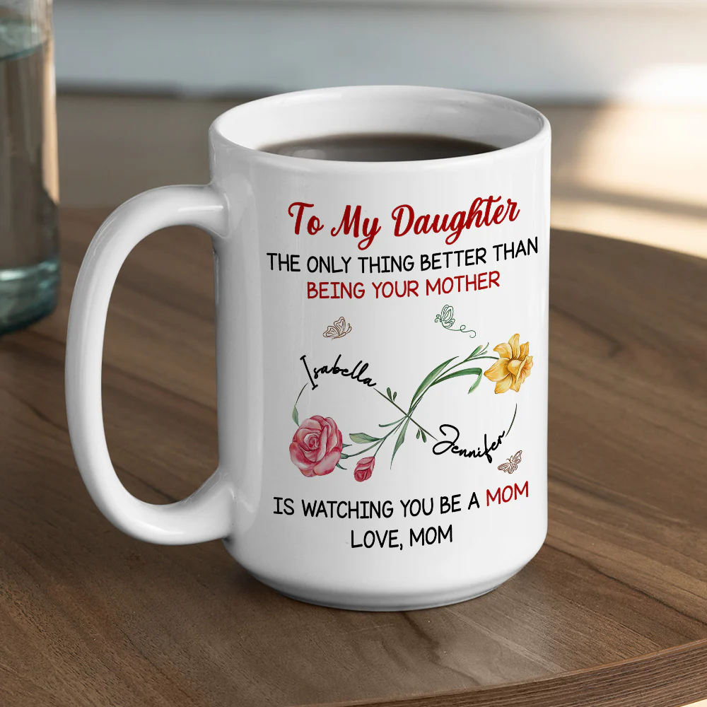 Watching You Be A Mom My Daughter - Personalized Custom Coffee Mug - Image 5