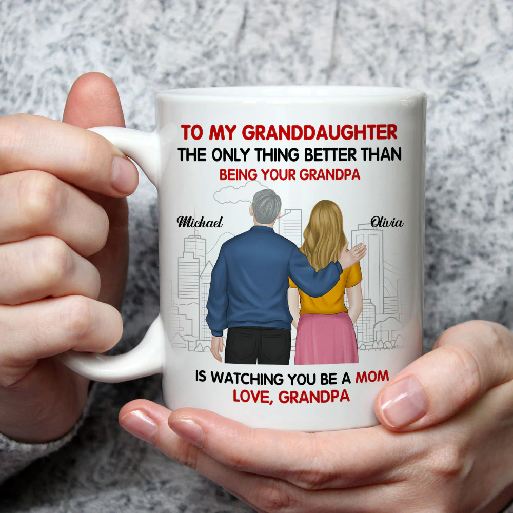 Watching You Be A Mom Our Granddaughter - Personalized Custom Coffee Mug - Image 4
