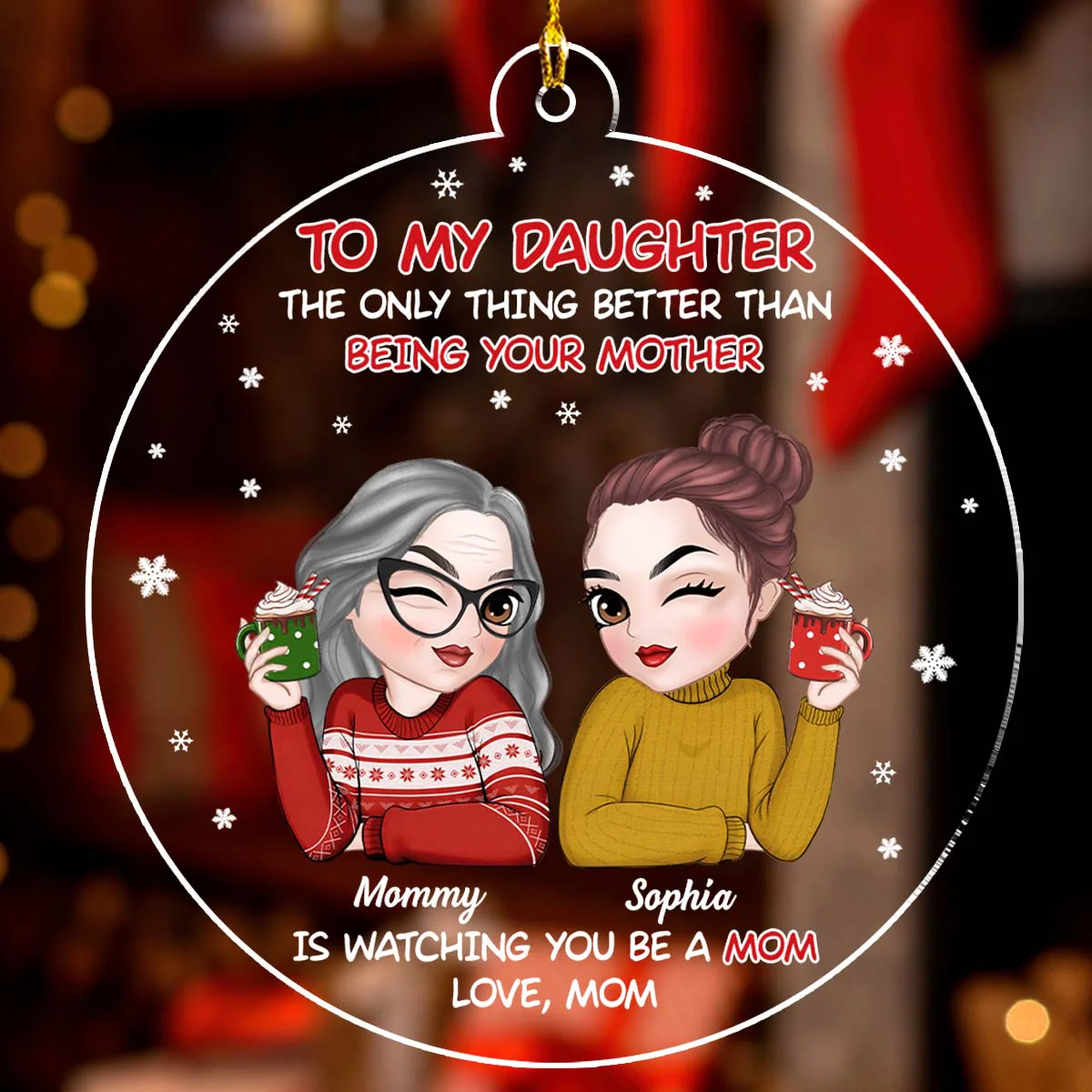 Watching You Be A Mom - Personalized Custom Acrylic Ornament - Image 3