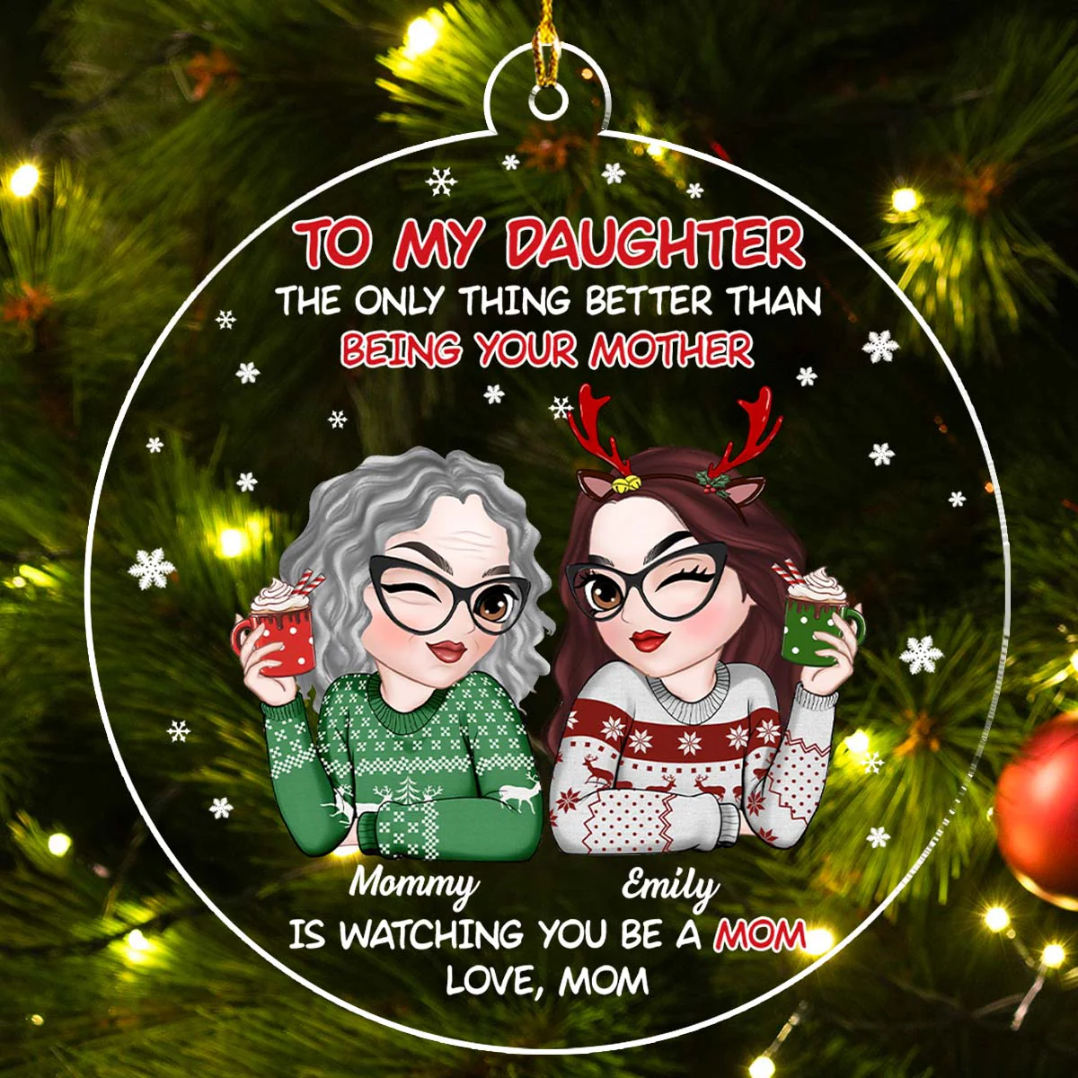 Watching You Be A Mom - Personalized Custom Acrylic Ornament - Image 5