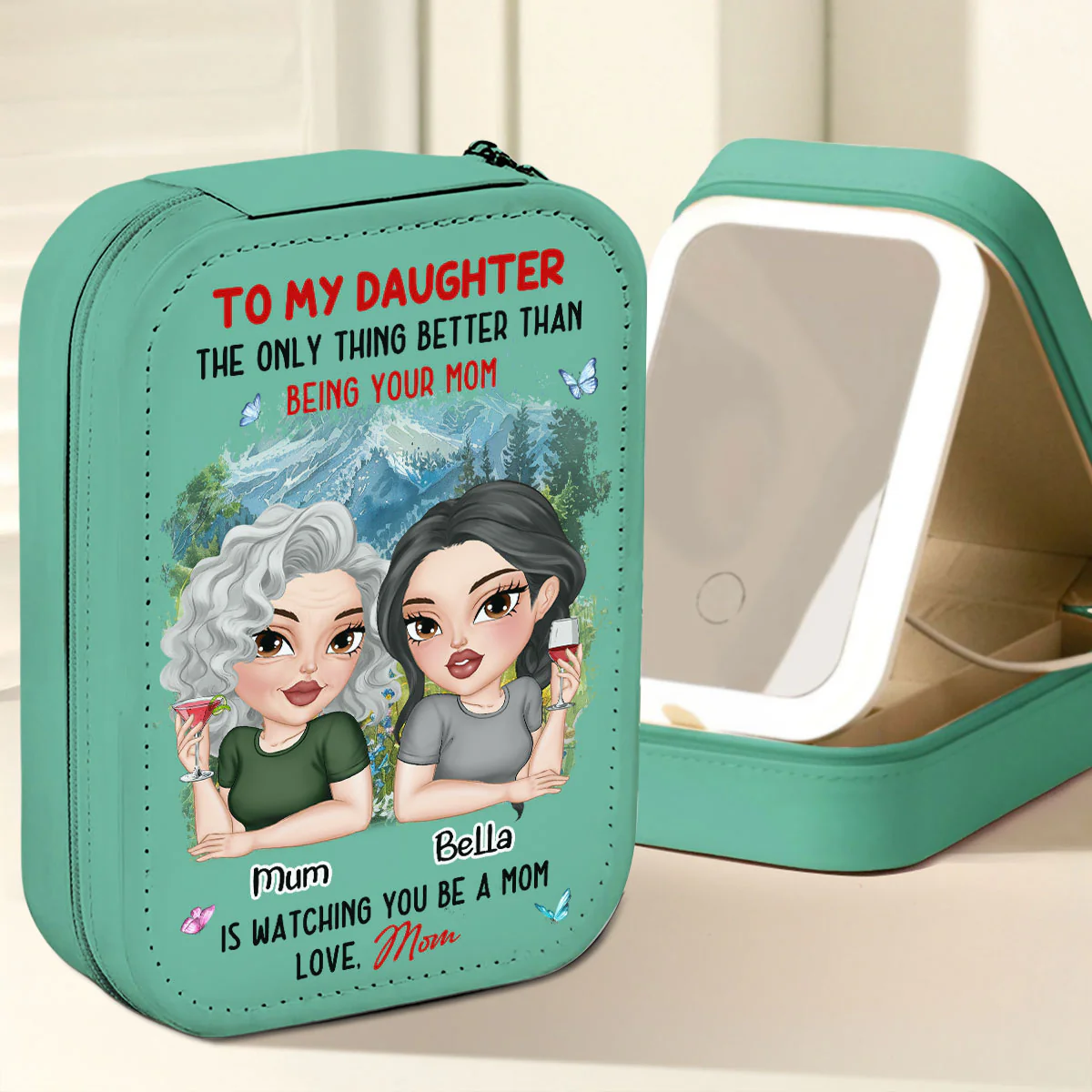 Watching You Be A Mom - Personalized Custom Jewelry Box With LED Mirror - Image 4