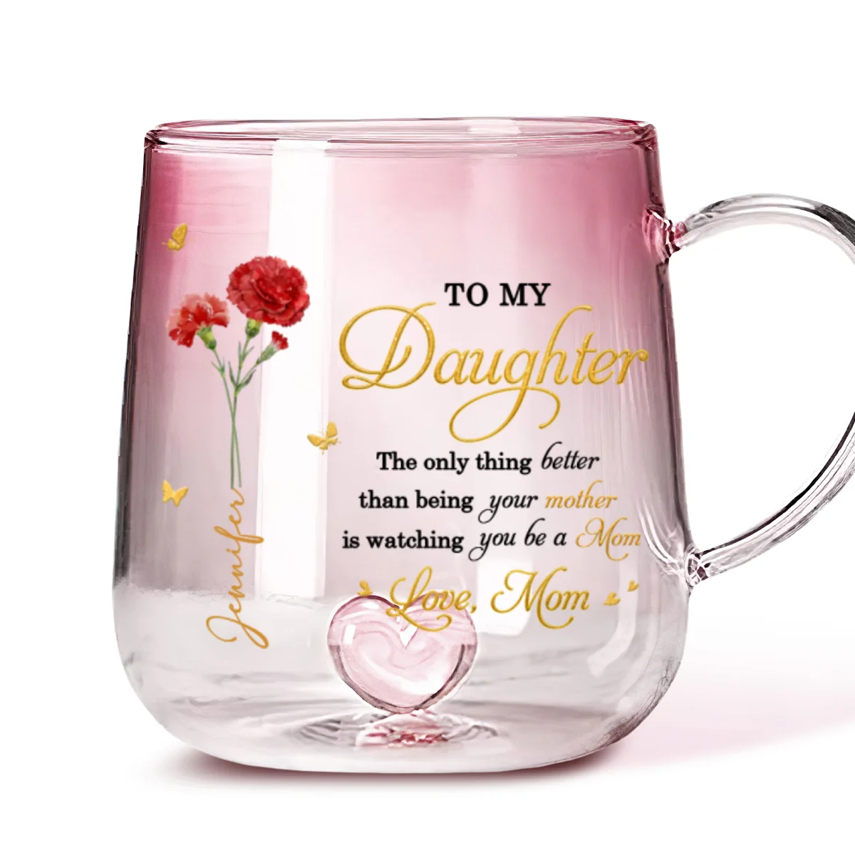 Watching You Be A Mom - Personalized Custom Pink Gradient Glass Mug - Image 5