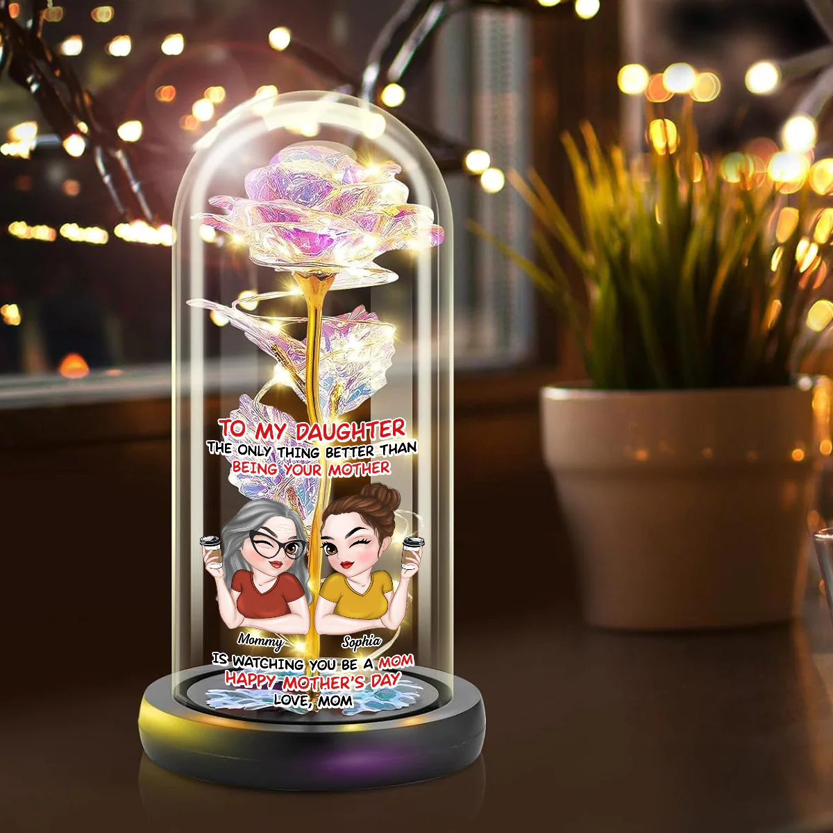 Watching You Be A Mom - Personalized Custom Sparkly Rose - Image 3