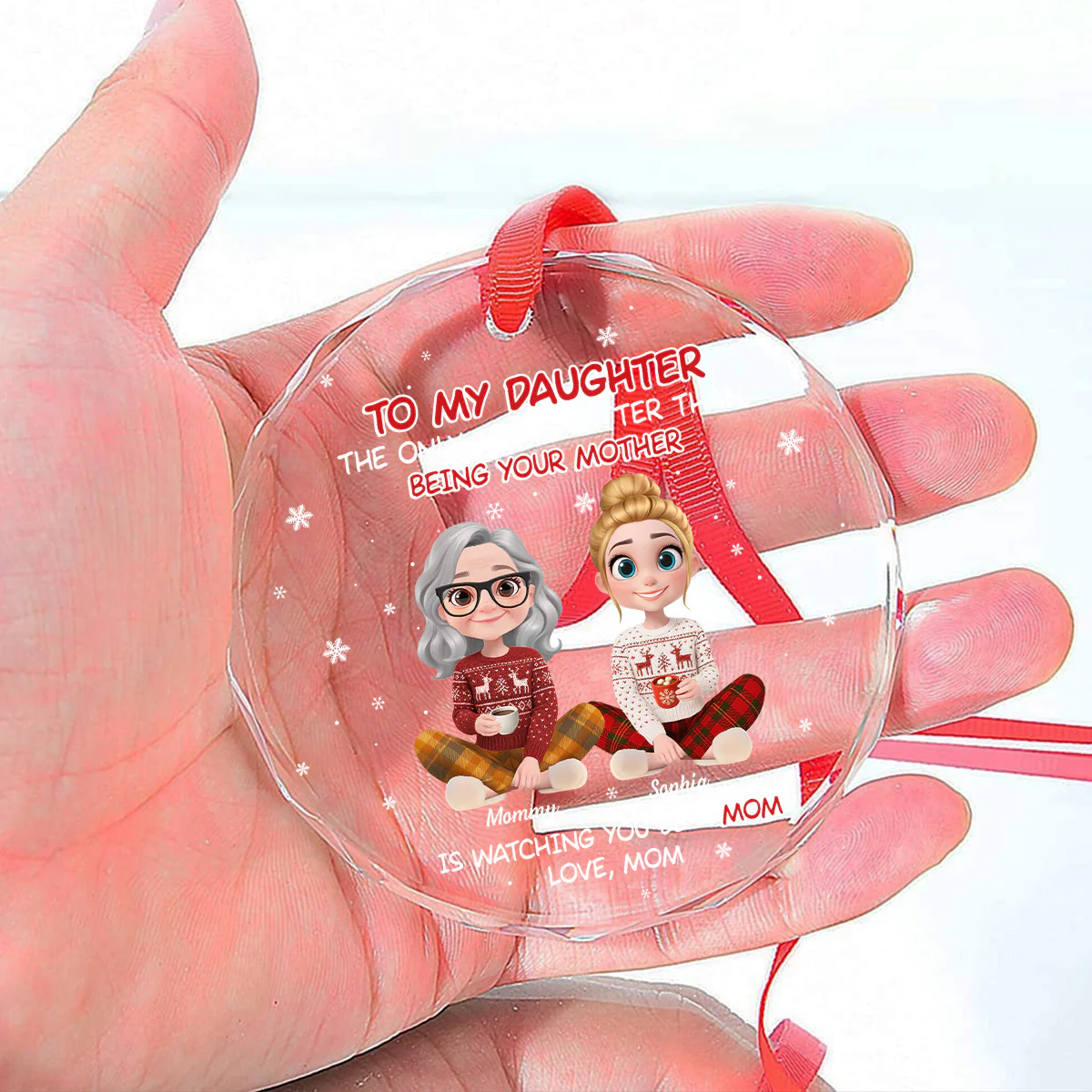 Watching You Become A Mother - Personalized Custom Glass Ornament - Image 5