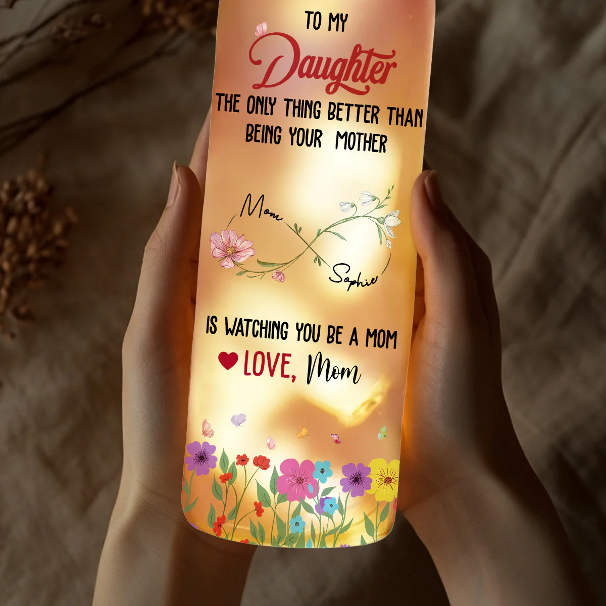 Watching You Being A Mom - Personalized Custom Bottle Lamp - Image 3
