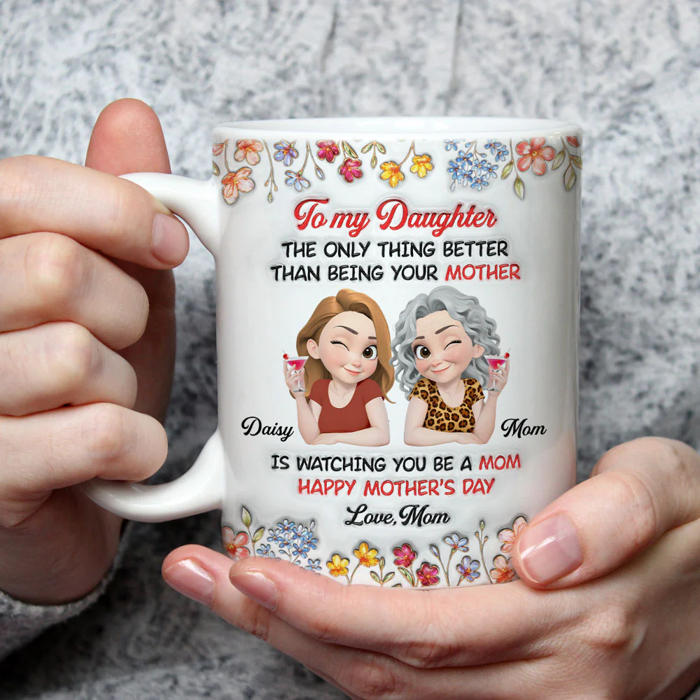 Watching You Being Mom Ver Floral - Personalized Custom 3D Inflated Effect Mug - Image 6