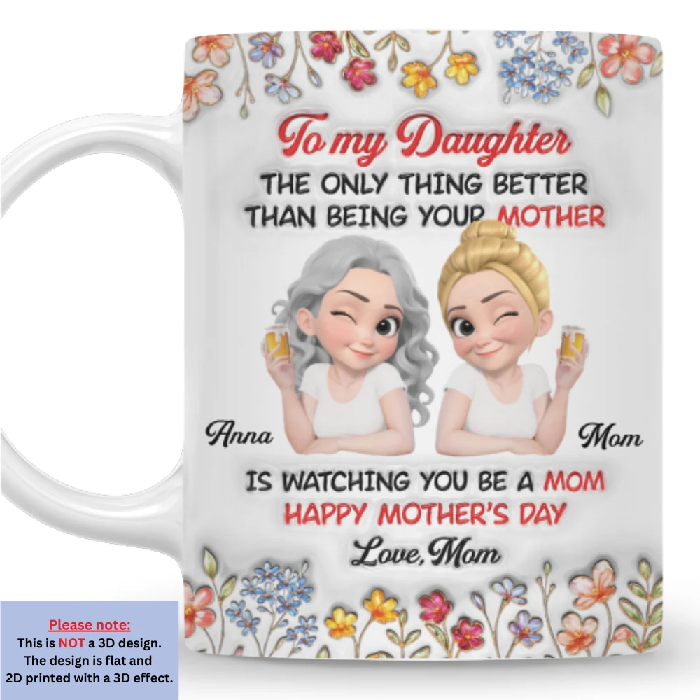 Watching You Being Mom Ver Floral - Personalized Custom 3D Inflated Effect Mug - Image 8