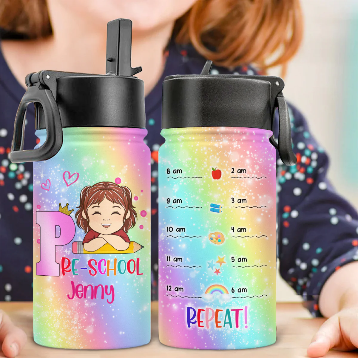 Water Reminder For Kid - Personalized Custom Kids Water Bottle - Image 3