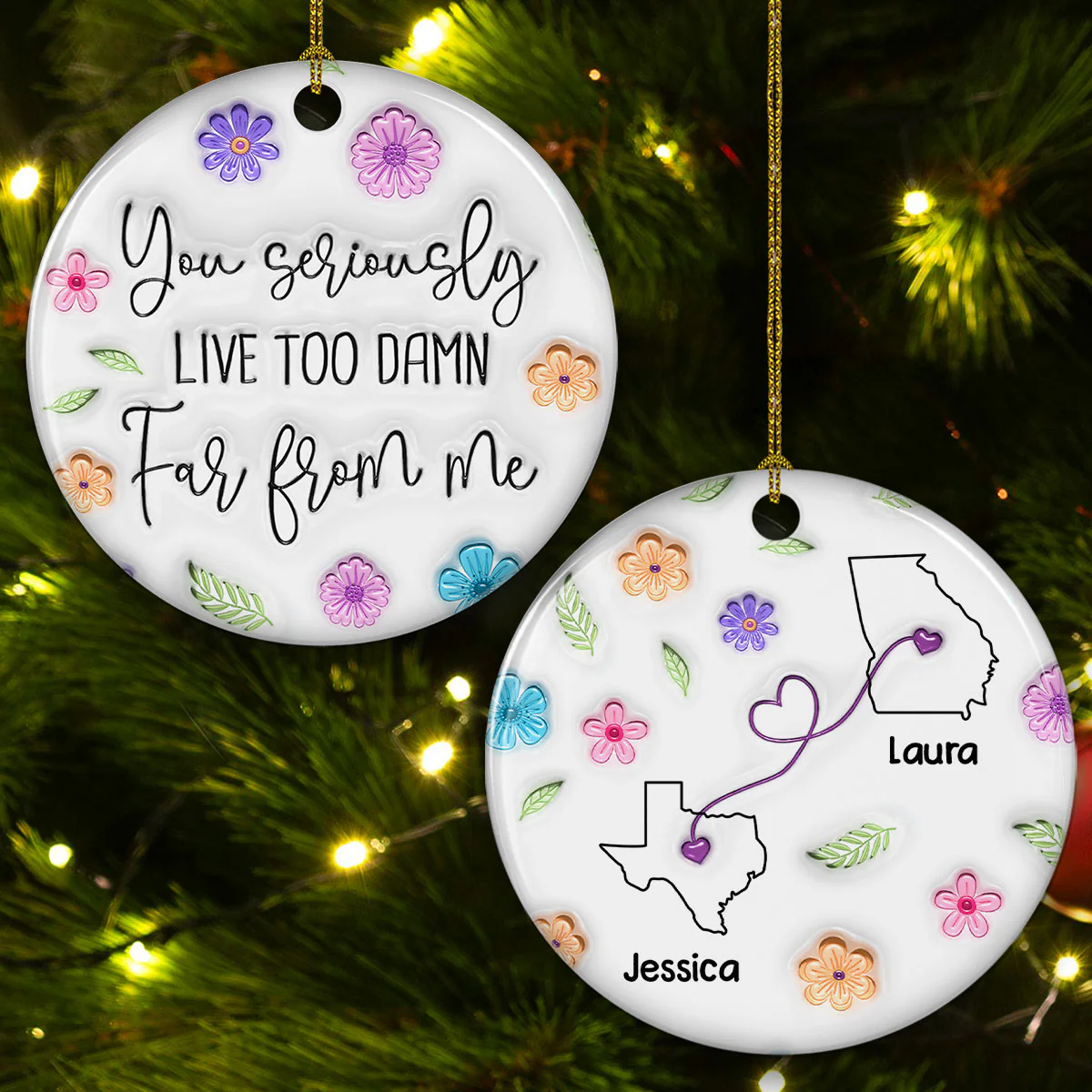 Way Too Many Miles Away - Personalized Custom 3D Inflated Effect Ceramic Ornament - Image 4