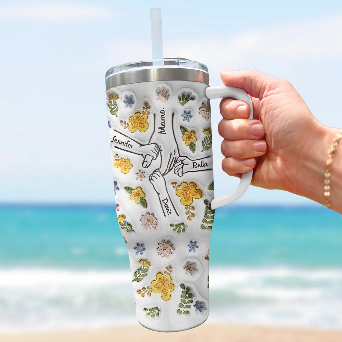 We Always Hand In Hand - Personalized Custom 3D Inflated Effect Printed 40 Oz Tumbler - Image 4