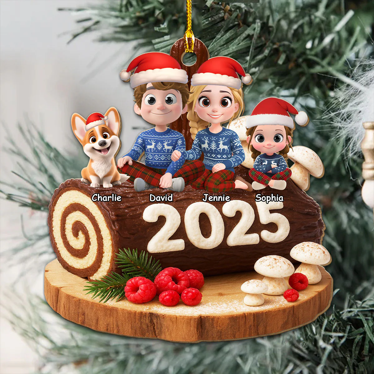 We And Our Dog Chocolate Cake - Personalized Custom Wood Ornament - Image 3