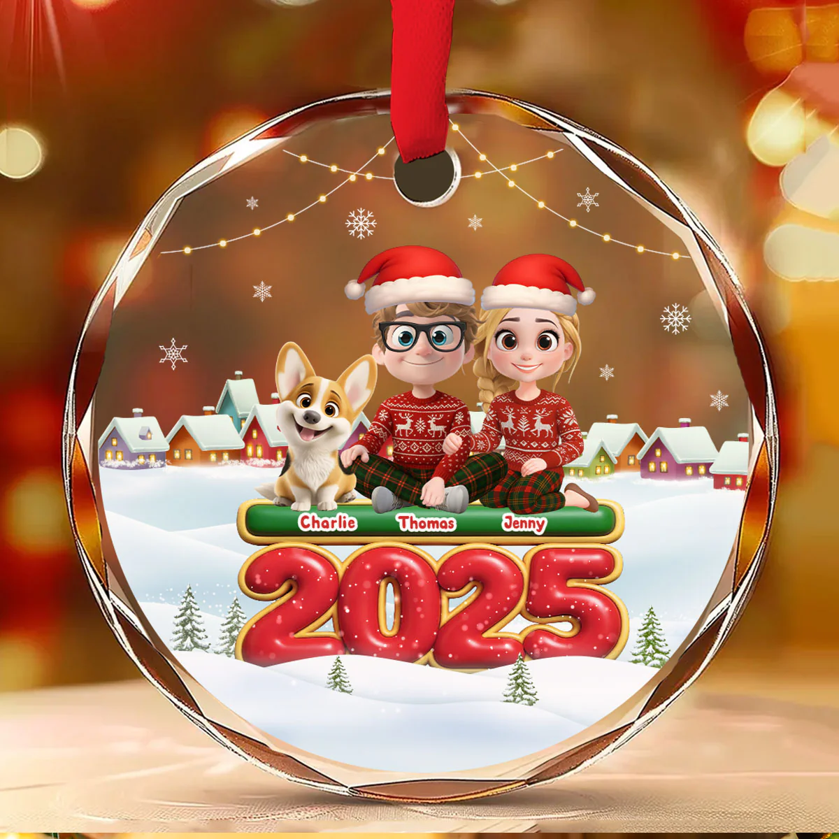 We And Our Dog - Personalized Custom Glass Ornament - Image 2