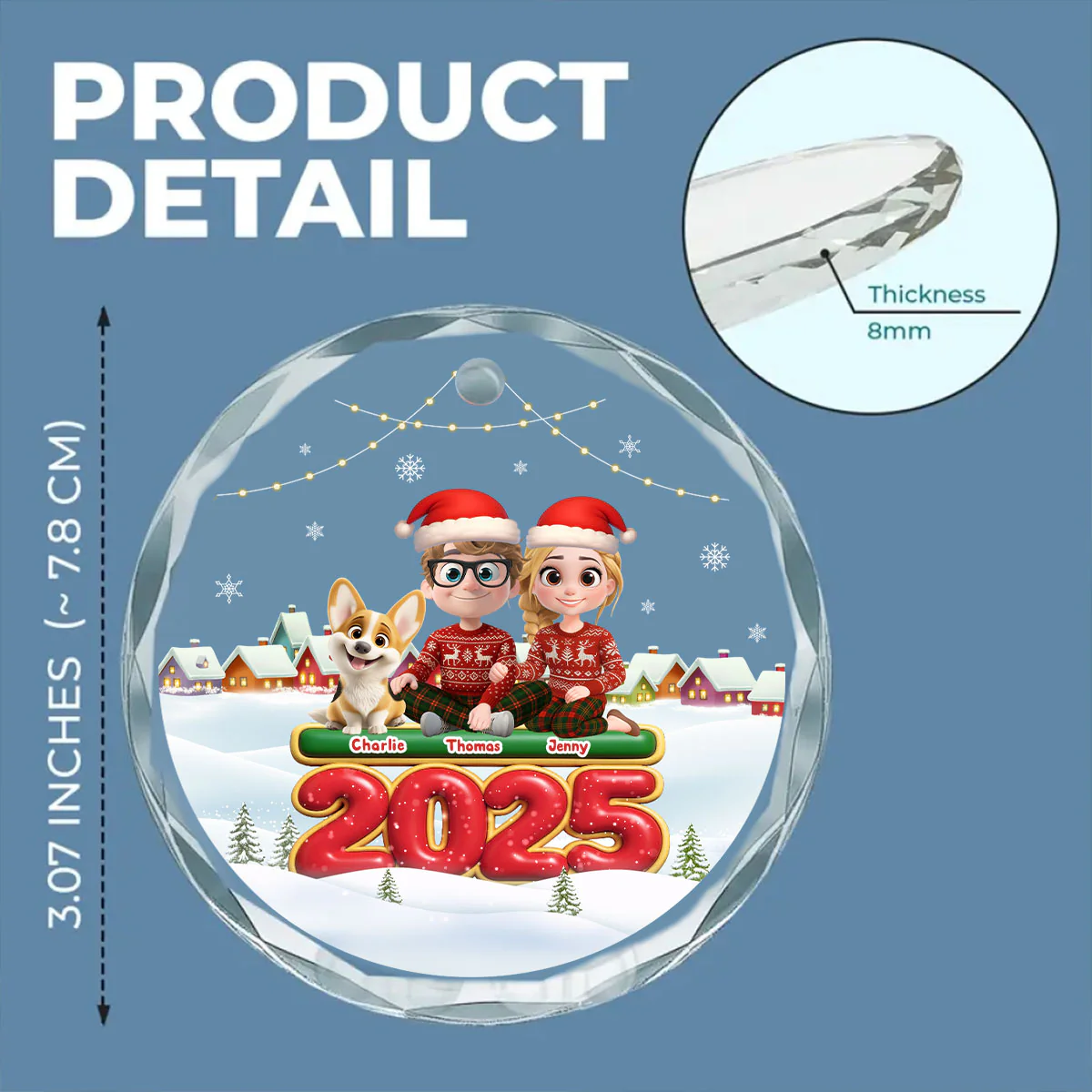 We And Our Dog - Personalized Custom Glass Ornament - Image 6