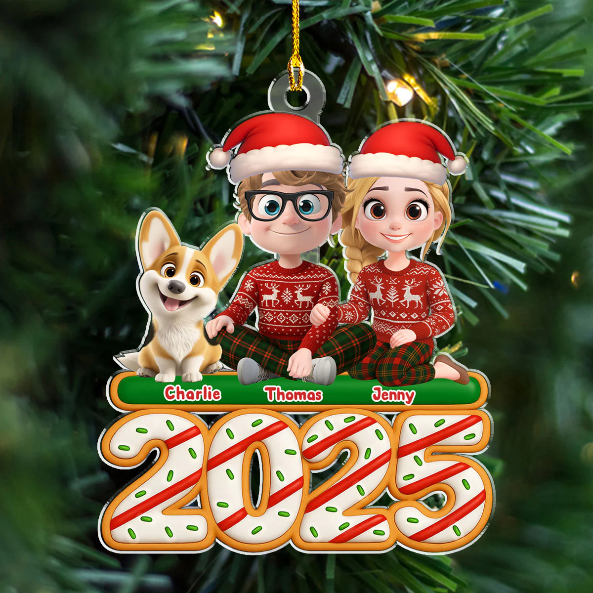 We And Our Dog Tree Cake - Personalized Custom Acrylic Ornament - Image 2