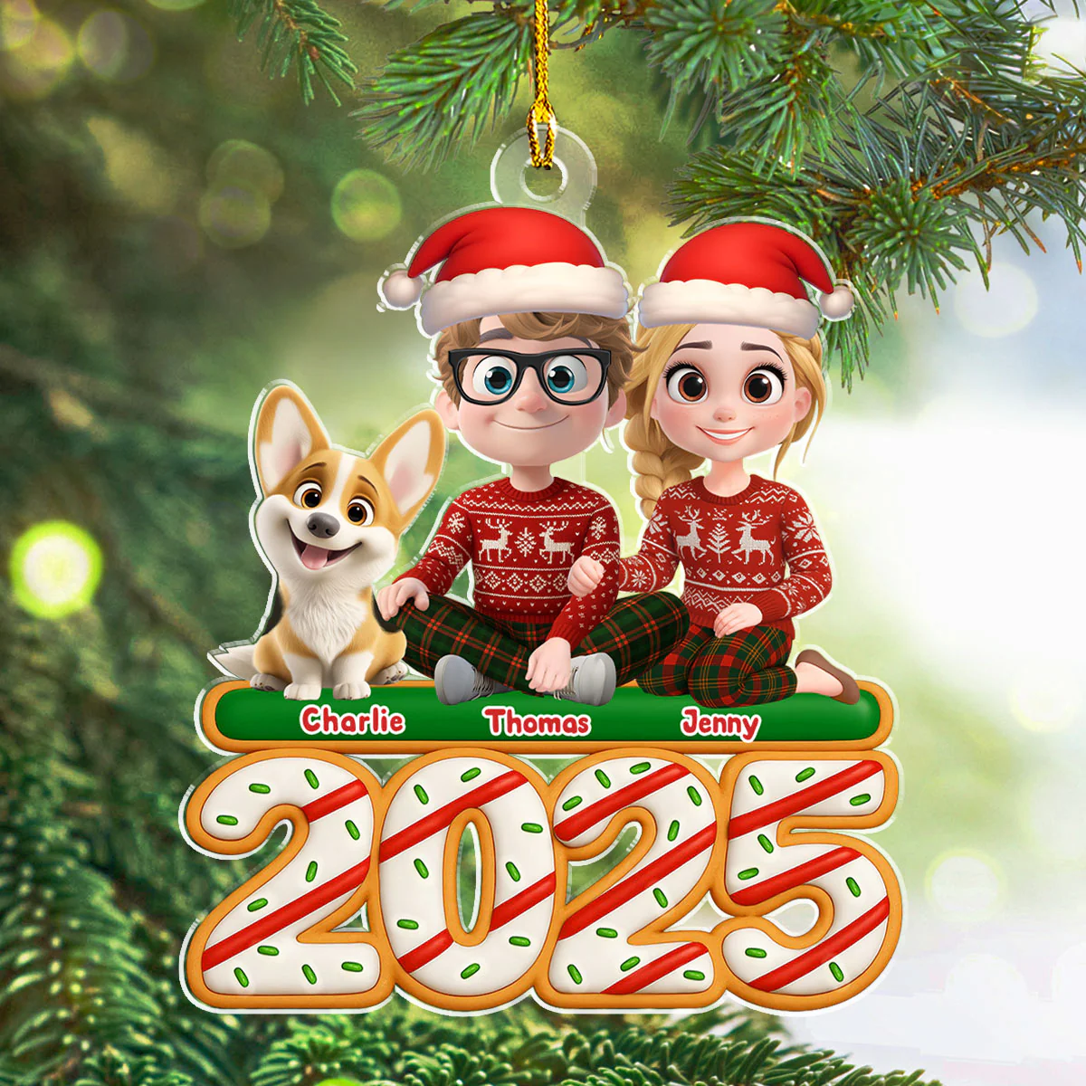 We And Our Dog Tree Cake - Personalized Custom Acrylic Ornament - Image 3
