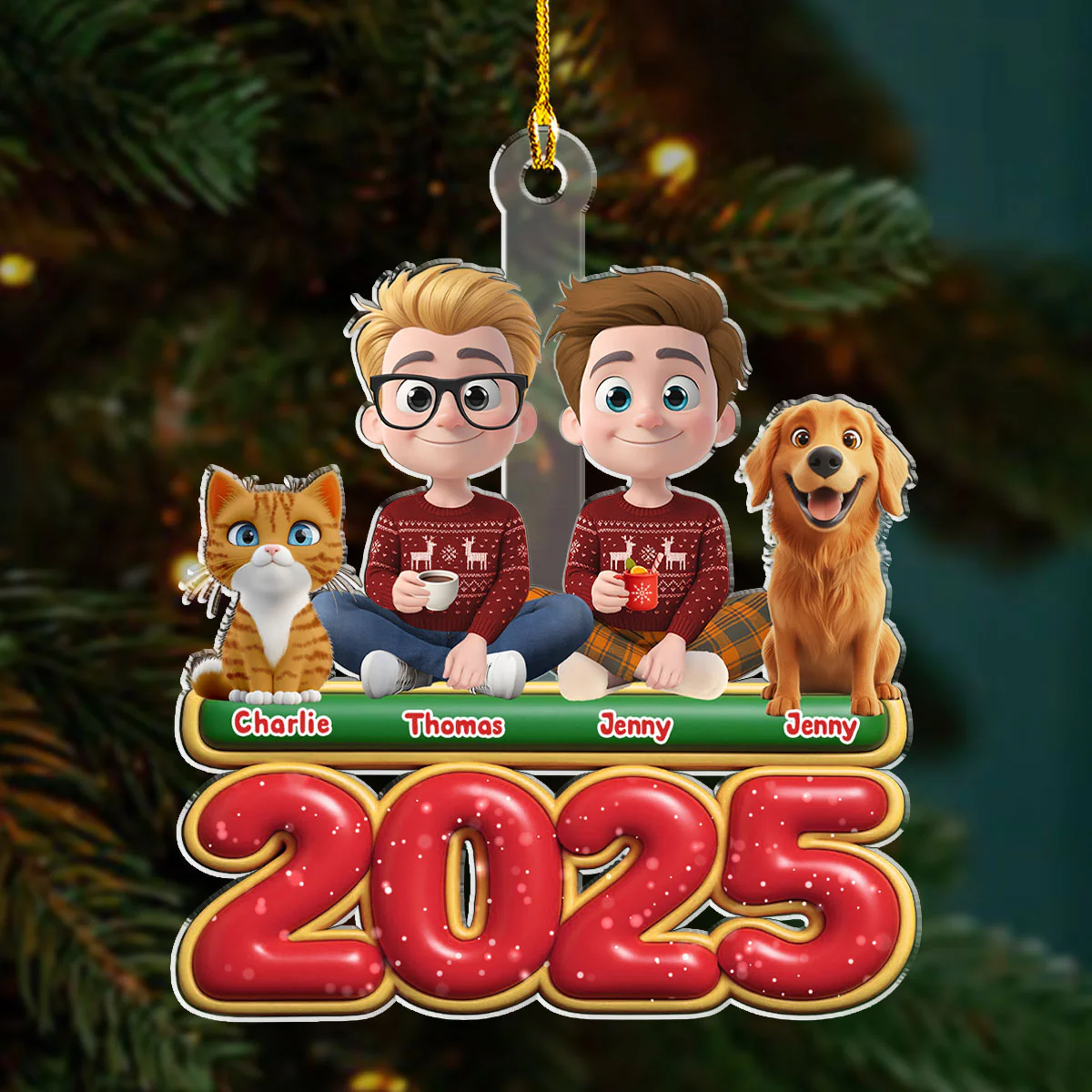 We And Our Pet Version 2 - Personalized Custom Acrylic Ornament - Image 2