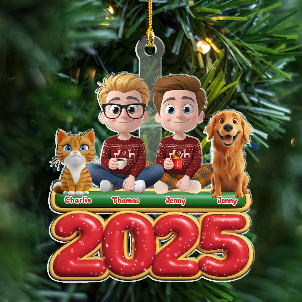 We And Our Pet Version 2 - Personalized Custom Acrylic Ornament - Image 5